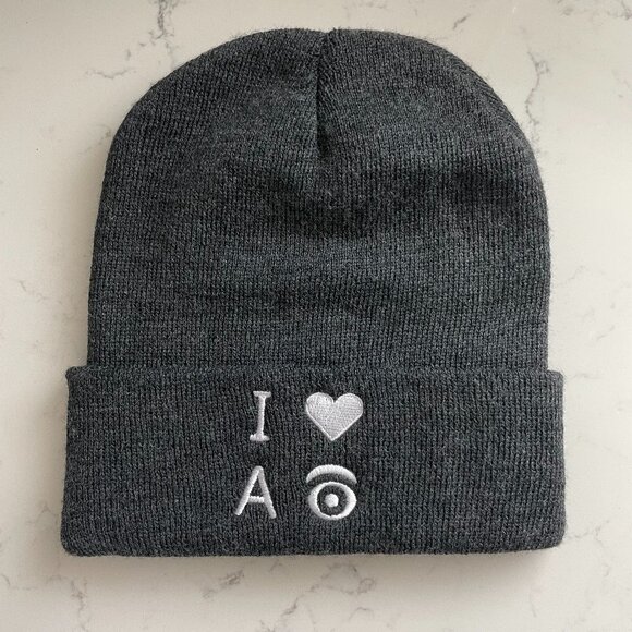 Apollo USA I Love AI 100% Acrylic Knit Beanie Hat Charcoal Grey + White OS NWOT - Picture 1 of 7